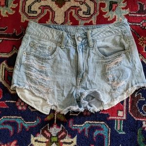 High rise denim shorts